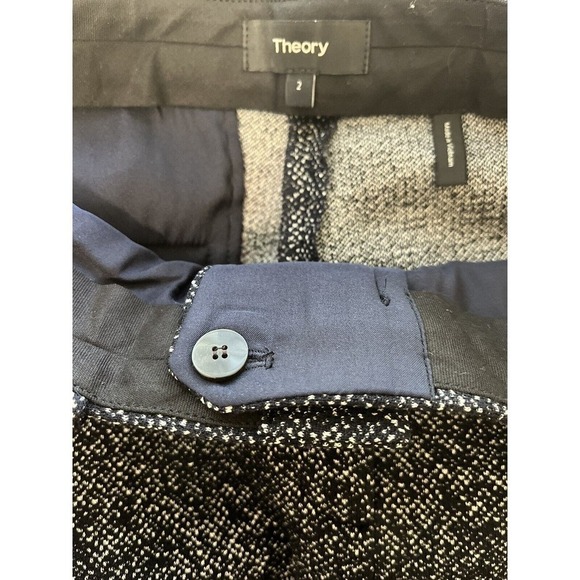 Theory Pants Blue Speckled Knit Wool Blend Tailor Trouser C Size 2 Cropped - Picture 5 of 12